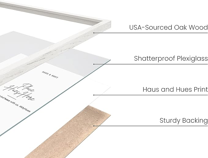 HAUS AND HUES 11x14 White Frames- Set of 3 11x14 Picture Frames White Gallery Wall Frame Set, Wooden Picture Frames for 11x14 Prints, White Picture Frames 11x14 Gallery Wall Frames (White Oak Frame)-Ruum Studio Home