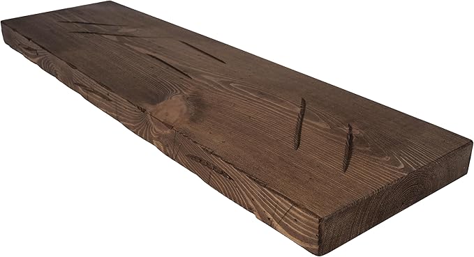 BGMG Floating Shelves 24 inch Long, Distressed,Wide Rustic Wooden Wall Shelves for Bathroom Living Room Bedroom Kitchen Farmhouse Set of 2-24x6.7x1.25 inch-Distressed Walnut-Ruum Studio Home