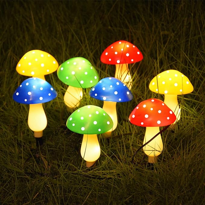 8-Pack Solar Mushroom Lights for Garden Decor, 8 Modes Waterproof Outdoor Garden Mushroom Lamp, Multi-Colored Solar LED Fairy Lights for Christmas Halloween Yard Lawn-Ruum Studio Home