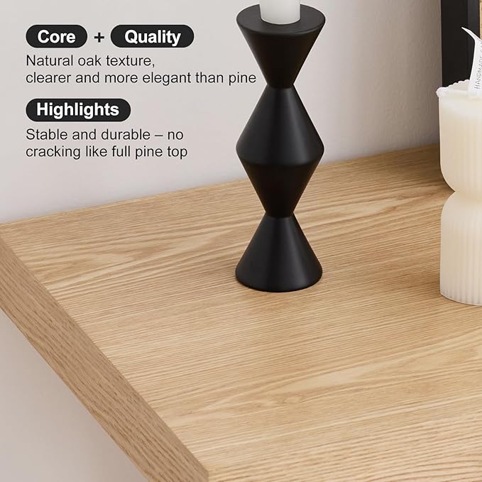 BECHAEO 47-Inch Farmhouse Narrow Console Table, 2'' Thickened Entryway Table with Solid Wood Veneer, 2-Tier Sofa Tables Behind Couch, Rectangle Hallway Tables for Living Room, Foyer Rustic Oak-Ruum Studio Home