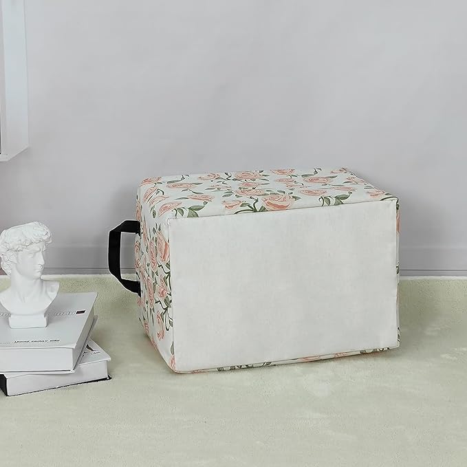 LANGYASHAN Rectangular Storage Bin Collapse Canvas Fabric Cartoon Storage Basket with Handles for Organizing Home Kitchen Boys and Girls Toys Office Closet Shelf Baskets (Rec Champagne Rose)-Ruum Studio Home
