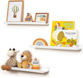 Picture Ledge Shelf for Wall, 24 inches Solid Pine Wood Nursery Book Shelves 3 Packs, Floating Ledge Shelves for Kids' Room Bedroom Bathroom Living Room Photo Frames Office Nursey Wall Decor, White-Ruum Studio Home