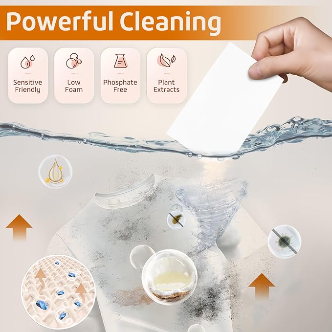Poesie Laundry Detergent Sheets Citrus Scent 160 Sheets 80 Large Loads Laundry Strips No Plastic Jug Liquidless Travel Portable HE for Camping Dorm Life Clean-Ruum Studio Home