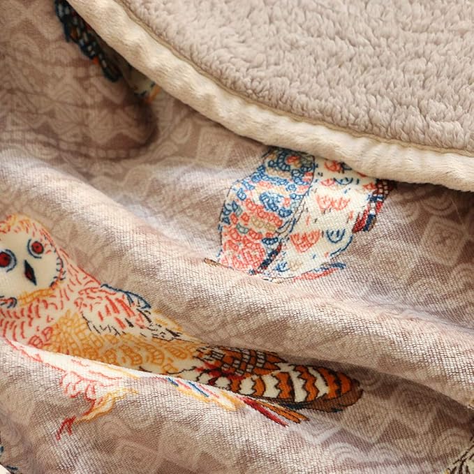 UKELER Flannel Sherpa Throw 80'' x 60''- Cute Colorful Owl Design Soft Plush Flannel Blanket Throws for Bed/Couch/Sofa/Office/Camping-Ruum Studio Home