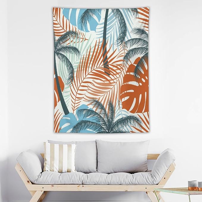 ICMOLYYENLO Palm Leaf Tapestry Wall Hanging, Tropical Leaves Plant Jungle Green Hawaiian Art Home Decor for Guest Bedroom Living Room Dormitory 60x60 Inch-Ruum Studio Home