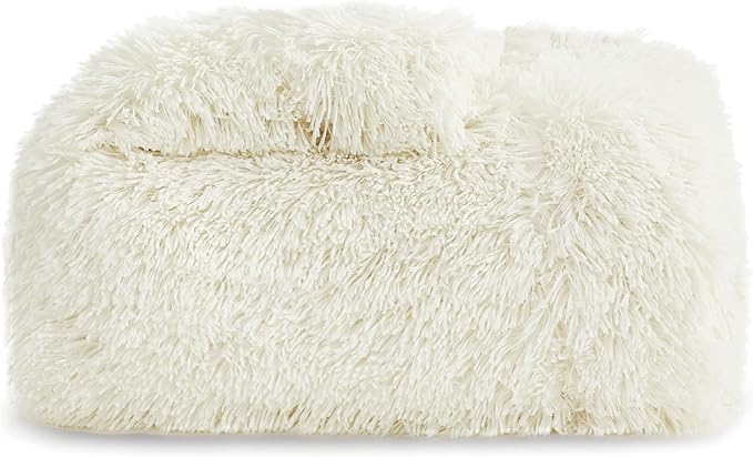 Bedsure GentleSoft Fluffy Cream Throw Blanket Decorative Blankets for Bed Couch Sofa, Cream Decor Sherpa Fleece Soft Cozy Fuzzy Plush Thick Warm Faux Fur Decorations, Ivory Baby Girl Gifts, 50x60-Ruum Studio Home