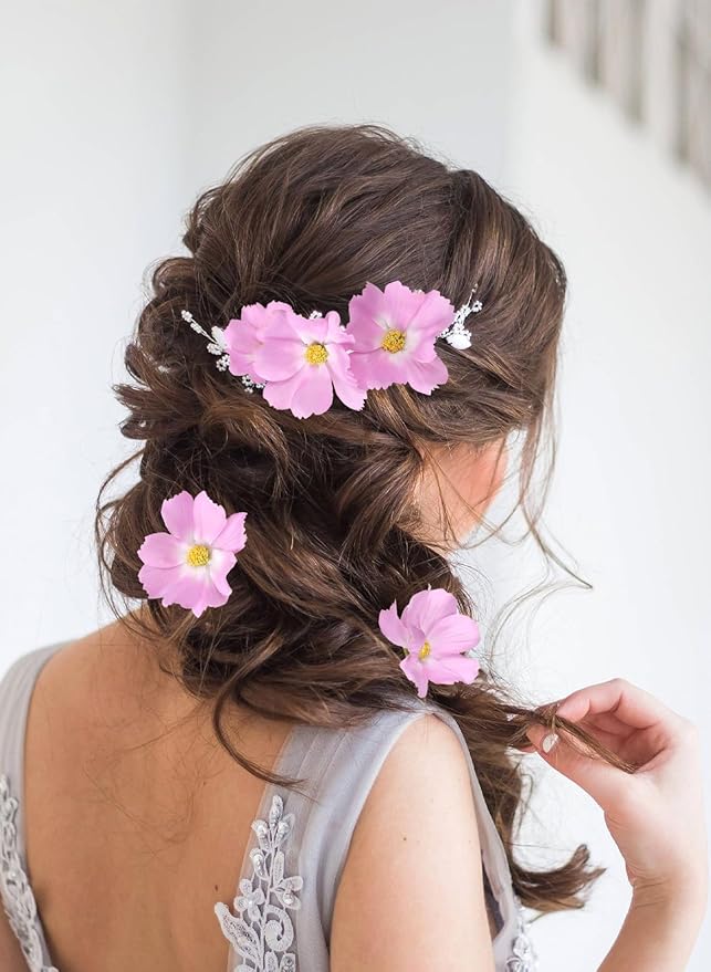 IPOPU Light Purple Cosmos Artificial Flowres 5PCS Fake Wildflowers 24.5" Lilac Flowers Artificial Daisies Silk Flowers with Stems for Baby Shower Centerpieces Home Table Decor (Light Purple)-Ruum Studio Home