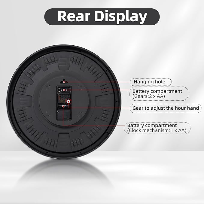 Maxstar Large Vintage Moving Gear Wall Clock, 20''Battery Operated Industrial Steampunk Metal Decor for Living Room, Office,Fireplace, Farmhouse(Arabic Number-Platinum Coating)-Ruum Studio Home