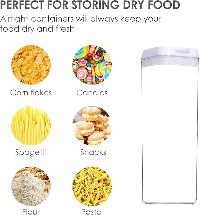 Vtopmart 4 PCS Airtight Food Storage Containers, BPA Free Plastic Spaghetti Pasta Containers with Easy Lock Lids, for Kitchen Pantry Organization and Storage, Include 24 Labels, 1.8L-Ruum Studio Home