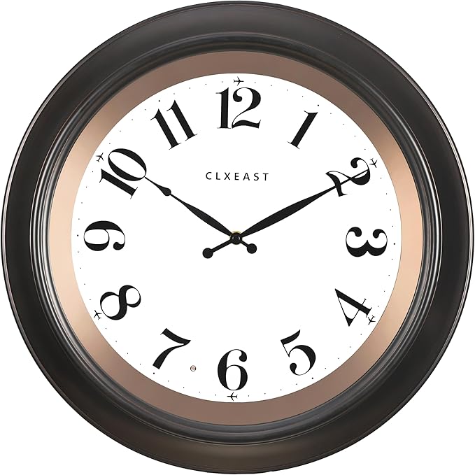 CLXEAST 18 Inch Large Illuminated Wall Clock with AI Smart Night Light Sensor,Modern Farmhouse Wall Clocks for Living Room,Bedroom,Bathroom, Kitchen, Home Office,Oil Rubbed Bronze Black-Ruum Studio Home