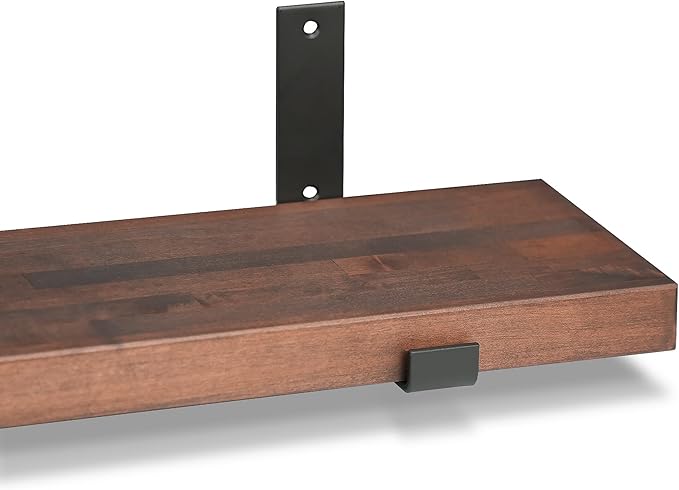 CONSDAN Floating Shelves for Wall Mounted Book Shelf Hanging Shelves Floating Bookshelf for Bedroom, Bathroom, Living Room, Kitchen USA Grown Solid Hardwood, Dark Maple 24x7.5x1.5 in (Set of 3)-Ruum Studio Home