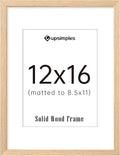upsimples 12x16 Frame, Natural Solid Wood Picture Frames, Display 8.5x11 with Mat or 12 x 16 Without, Vertical & Horizontal Wall Hanging, 1 Pack, Natural-Ruum Studio Home