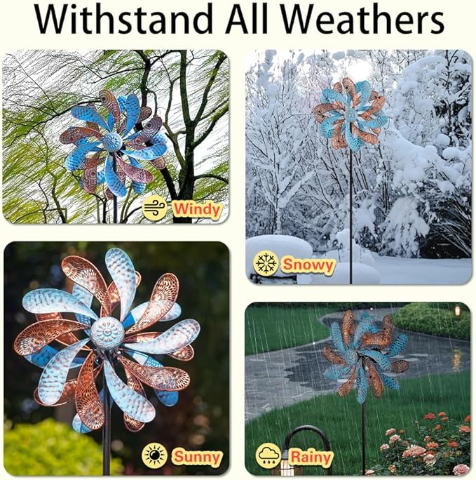Viveta Wind Spinner for Yard and Garden, 58.7 * 12.6" Kinetic Wind Spinners Metal Windmills for Outside Yard Patio Lawn Decor-Ruum Studio Home