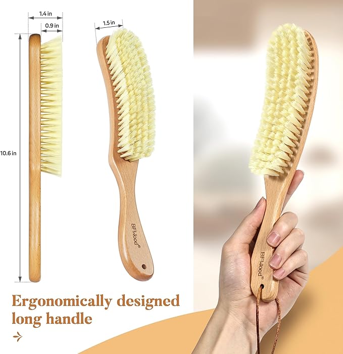 BFWood Clothes Brush - Bristle Lint Brush for Suits, Cashmere, Wool, Velvet, Suede and Pet Hair - Large Beech Wood Handle-Ruum Studio Home