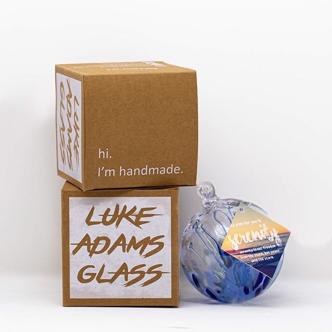 Luke Adams Handmade Glass Gazing Balls for Garden on Clearance – Hand Blown Glass Gazing Ball for Yard Décor – Decorative Garden Globe Raindrop (Blue)-Ruum Studio Home