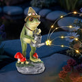 Solar Frog Statue for Garden with Watering Can Light 8.8" Resin Frog Figurine Outdoor Patio Porch Yard Decor Unique Birthday Housewarming Gifts for Women Mom Grandma Wife Sister-Ruum Studio Home