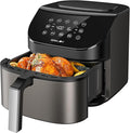 Air Fryer 6.8 Quarts, 10-in-1 Functions, Air Fry, Roast, Bake, Broil, Dehydrate, Large & Compact Air Fryers, Nonstick & Dishwasher-Safe Airfryer Basket, Stainless Steel Air Fryer, Metal Grey-Ruum Studio Home