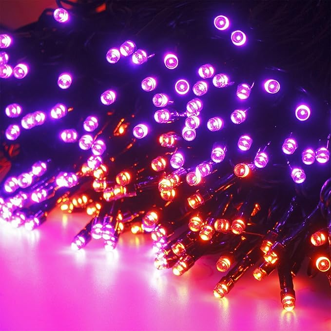 HOME LIGHTING Halloween Lights, 66FT 200 LED Plug in Green Wire String Light, 8 Lighting Modes Waterproof Fairy Mini Lights for Indoor Outdoor Christmas Wedding Party Decorations (Orange & Purple)-Ruum Studio Home
