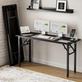 Frylr Small Folding Computer Desk – 55.1 Inch Portable Table for Craft and Study, Lightweight Desk for Small Spaces, Foldable Laptop Table Built-in AC/USB Outlets for Convenience, Charcoal Wenge-Ruum Studio Home