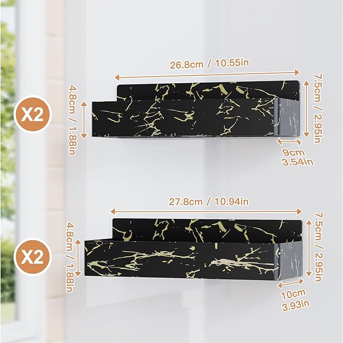 Magnetic Spice Rack for Refrigerator, Kitchen Organizer and Storage Shelf, Black Gold(4 Pack)-Ruum Studio Home