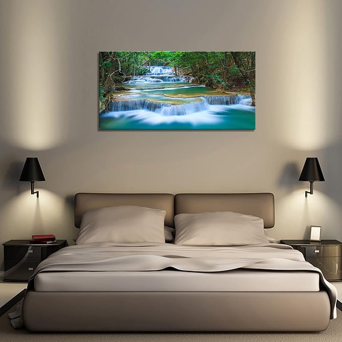 DZL Art S75275 Canvas Prints Wall Art Forest Waterfall Landscape Forest Scenery Painting Nature Wilderness Photography for Living Room Bedroom Bathroom Home Office Decor-Ruum Studio Home
