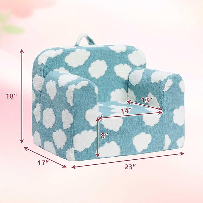 ALIMORDEN Kids Ultra-Soft Snuggle Foam Filled Chair, Toddler Cuddly Reading Couch, Blue-Ruum Studio Home