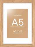 Homeforia A5 Wood Picture Frame, High-End Natural Oak 5.8x8.3 Frame Matted to 4.1x5.8 inch Photo, A5 Size Wooden Frames with Mat A6 for Art, 5.8 x 8.3 Poster Frames, Tempered Glass, Wall Kit, Set of 1-Ruum Studio Home