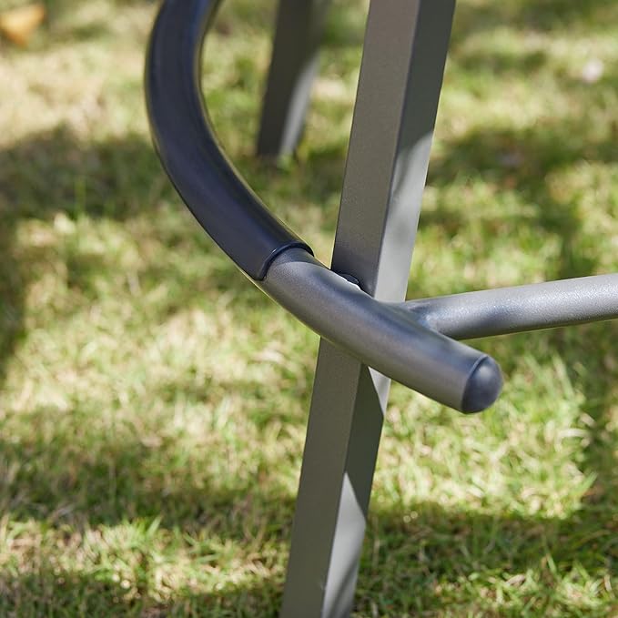VICLLAX Patio Bar Stool Chairs with Footrests and Padded Seat, Bar Height Swivel Patio Chairs Set of 6, Woven Wicker Swivel Bar Stools for Lawn Garden, Grey-Ruum Studio Home