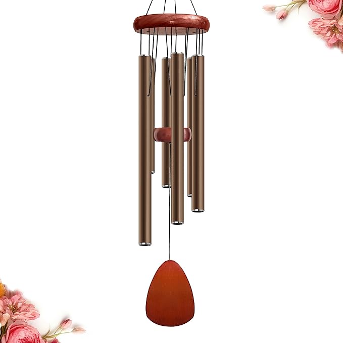 28" Wind Chime for Mothers Day, Decorative Wind Chimes for Outside, Memorial Windchimes Remembrance Gift for Women Mom Grandma, Metal Wind Chimes Outdoor Decor for Garden Patio Zen(Coffee)-Ruum Studio Home