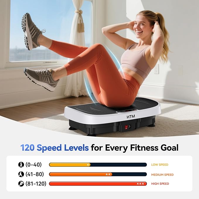 Vibration Plate Exercise Machine - 330lbs Weight Capacity, 120 Speed Levels, 5 Program Modes - Full Body Workout for Home Fitness, Toning & Wellness, LED Display, Low Noise Motor-Ruum Studio Home