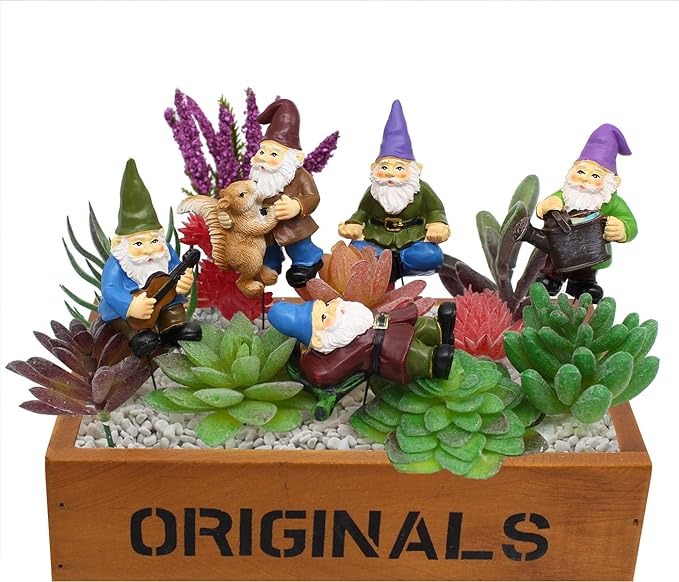 Garden Miniature Gnomes Set of 5PCS,Happy Life Gift for Outdoor Fairy Garden Yard Lawn Décor-Ruum Studio Home