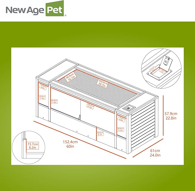 New Age Pet ECOFLEX 60-Inch Mojave Reptile Lounge in Grey- Durable, Moisture-Resistant Wood Plastic Composite Habitat with Vented Side Panels, Removable Sliding Glass Doors & Lock-Ruum Studio Home