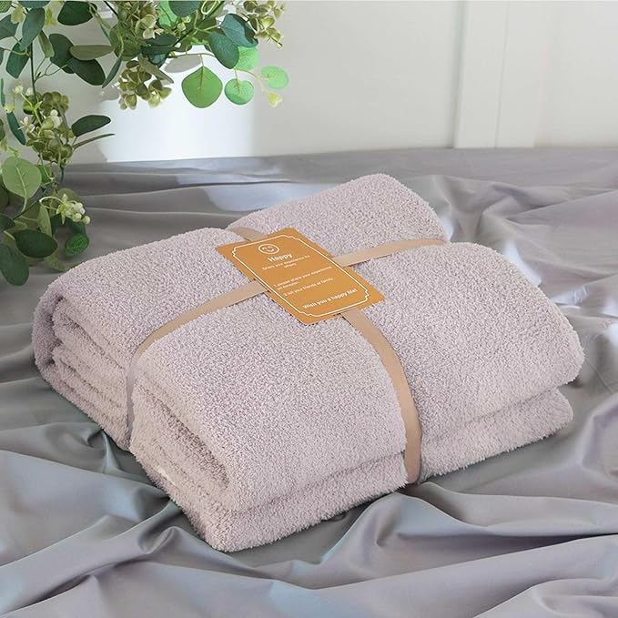 Soft Fuzzy Throw Blanket - Light Grey Cozy Warm Knit Fluffy Plush, Lightweight & Breathable, Throw for Bed, Chair, Sofa, Couch, Outdoor, 50"X60", Oeko-TEX Certified-Ruum Studio Home