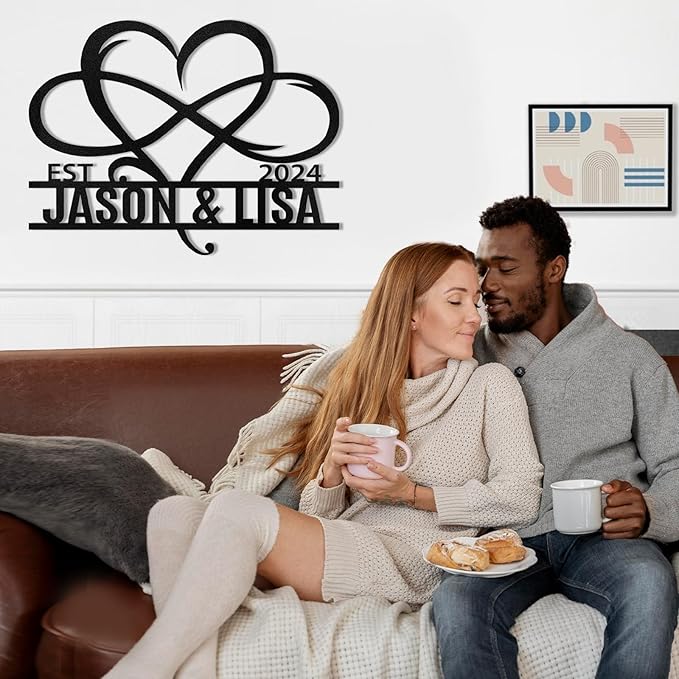 Metal Signs Customized, Infinity Heart Wall Decor, Custom Couple's Name Sign, Personalized Wedding Sign for Couples 2025, Unique Infinity Heart Metal Art, Valentines Day Gift, Home Decor Gift-Ruum Studio Home