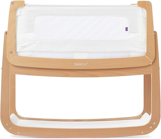 SnuzPod 4 Rocking Baby Bassinet Bedside Sleeper - Lightweight, Portable Bedside Bassinet, Lift Off Crib, Zip Down Wall, 3D Breathable Mattress, 6 Height Settings and Comfort Incline Mode, Natural-Ruum Studio Home