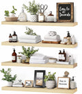 Floating Wall Shelves 4-Pack - Rustic Wood 16-inch Wooden Wall Shelves for Storage and Décor, Multi-Functional and Easy to Install for Living Room, Bedroom, and Kitchen-Ruum Studio Home