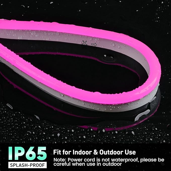 GZBtech Flexible LED Neon Rope Lights 16.4FT,AC 110-120V Waterproof Strip Light, 120LEDs/M Cuttable Connectable Neon Lighting for Indoor Outdoor Home Decor/Commercial Building Use-Pink 5M-Ruum Studio Home