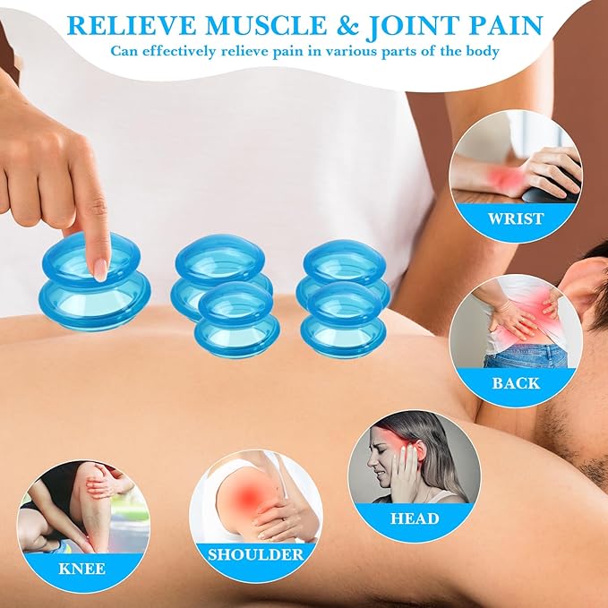 Geiserailie 16 Pcs 4 Sizes Cupping Therapy Set Silicone Cupping Massage Cups Professional Chinese Therapy Cup Vacuum for Body Muscle Nerve(Blue)-Ruum Studio Home