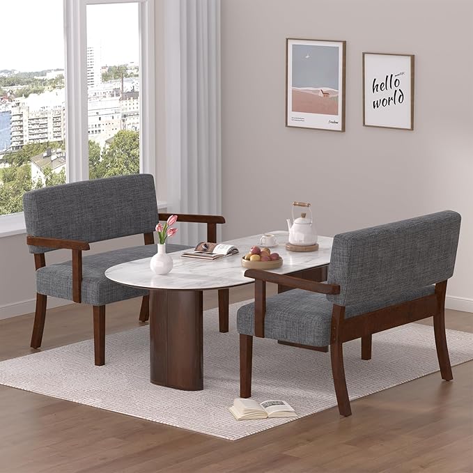 Accent Chair 2 Seat, Arm Chairs with Soft Seat and Armrests for Living Room, Love seat for Dining, Reading, and Waiting Rooms (Gray)-Ruum Studio Home