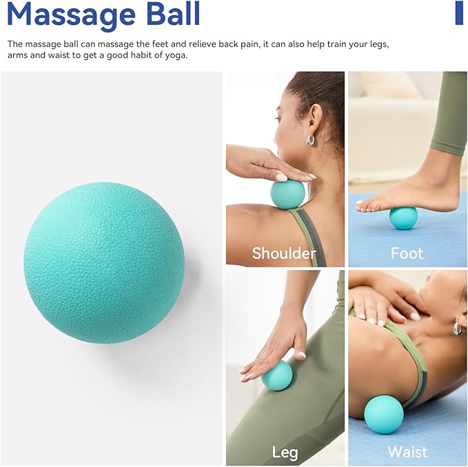 5 in 1 Foam Roller Set - Back Roller Foam, Massage Roller Stick, Massage Ball, Resistance Band for Physical Therapy & Deep Tissue Muscle Massage (Green)-Ruum Studio Home