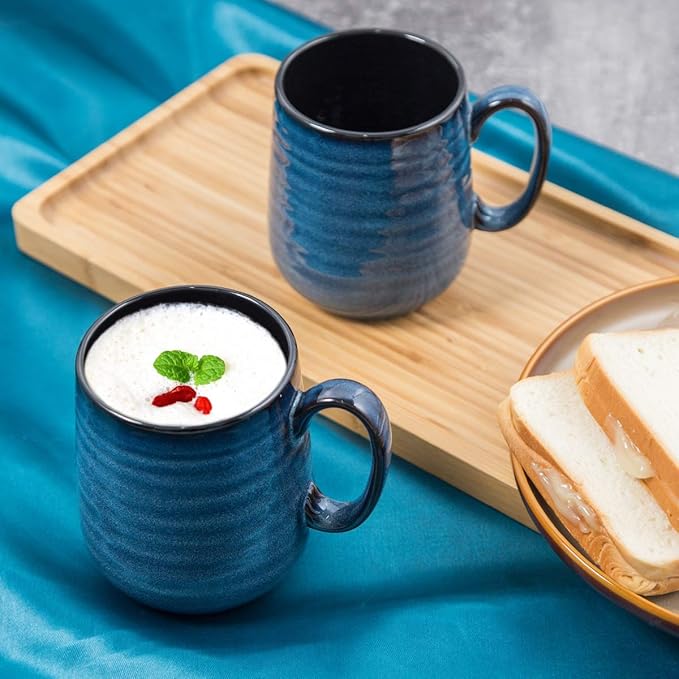 Hasense Coffee Mugs Set of 4, 15 Ounce Porcelain Mug Set with Handle for Morning Coffee Tea and Cocoa, Ceramic Coffee Cups with Beautiful Glaze for Men, Women, Navy-Ruum Studio Home