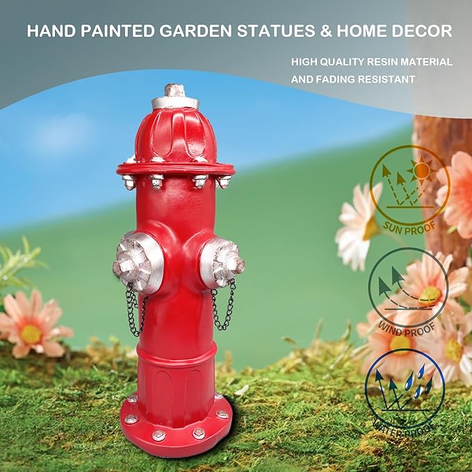 Elenon Garden Fire Hydrant Outdoor Statue Decorative for Dog to Peed on, 14.5" Fire Hydrant Puppy Pee Training Post, Gadrden Yard Lawn Backyard Ornament Decoration Firefighter Gifts for Men-Ruum Studio Home