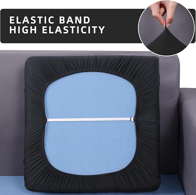 hyha Waterproof Couch Cushion Covers, Sectional Sofa Slipcovers Washable, L Shape Chaise Dog Couch Covers for Sectional Sofa, Universal Furniture Protector (1 Piece for Chaise, Black)-Ruum Studio Home