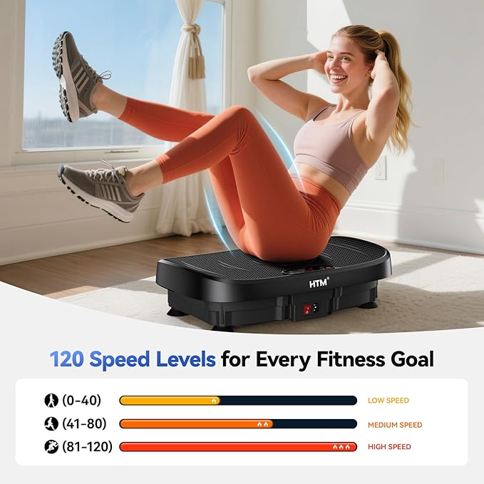 Vibration Plate Exercise Machine - 330lbs Weight Capacity, 120 Speed Levels, 5 Program Modes - Full Body Workout for Home Fitness, Toning & Wellness, LED Display, Low Noise Motor-Ruum Studio Home