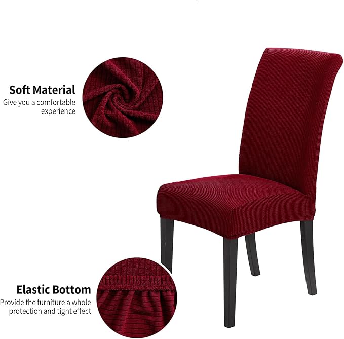 Joccun Chair Covers for Dining Room Set of 6, Dining Chair Slipcovers Stretch Dining Room Chair Covers Seat Protector,Washable Parsons Chair Cover for Home,Banquet(Red Dahlia,6 Pack)-Ruum Studio Home