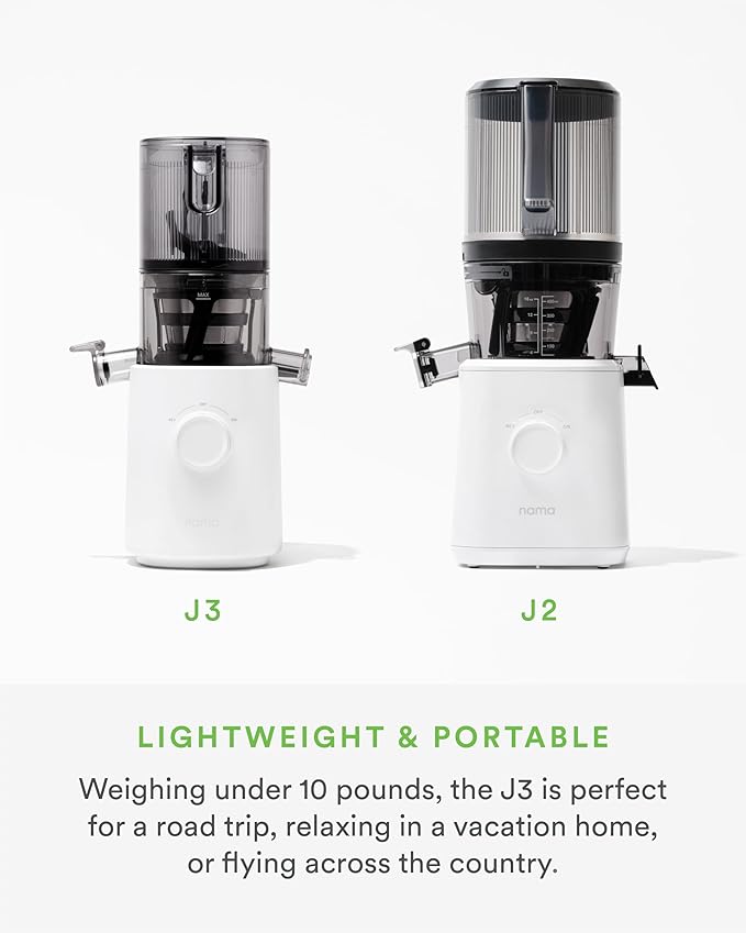 Nama J3 Compact Cold Press Juicer – Space Saving & Self Feeding for Hands-Free Operation – Lightweight, Portable Zero Waste Slow Masticating Juicer – Easy Cleanup & Assembly - White-Ruum Studio Home