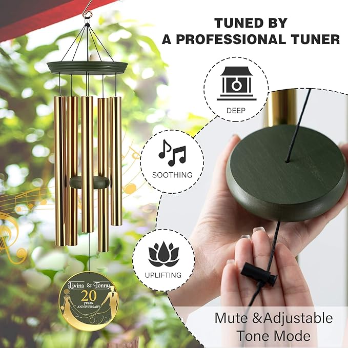 ASTARIN Wedding Memory Day Gifts Wind Chimes Customized, Personalized Wind Chimes 2025, for Couple Women Men, Deep Tone Wooden Windchime-Ruum Studio Home