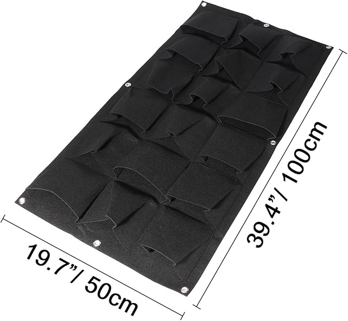 Ogrmar 18 Pockets Vertical Wall Garden Planter Plant Grow Bag for Flower Vegetable for Indoor/Outdoor (18 Pockets, Black)-Ruum Studio Home