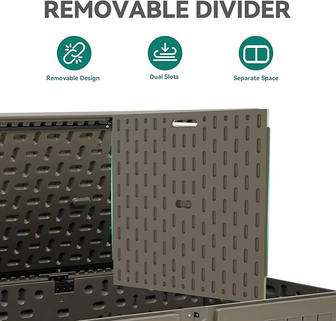 YITAHOME 200 Gallon Extra Large Deck Box, Double-Wall Resin Outdoor Storage Box with Flexible Divider for Patio Cushions Pool Supplies Garden Tools, 990 lbs Load Capacity, Lockable (Light Brown)-Ruum Studio Home