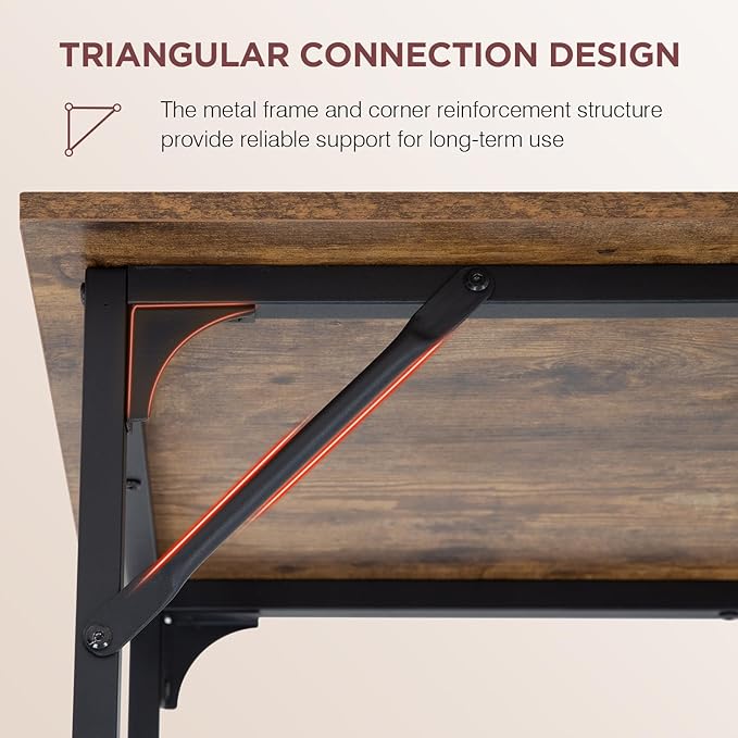 PayLessHere | 39 Inch Computer Desk | Brown | Office Desk with Metal Frame, Adjustable Feet | Water-Resistant, Scratchproof Surface | Sturdy Writing Table for Home Office or Study | Pack of 1-Ruum Studio Home